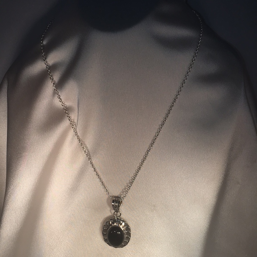 Black Onyx Pendant on 22” SS Chain.